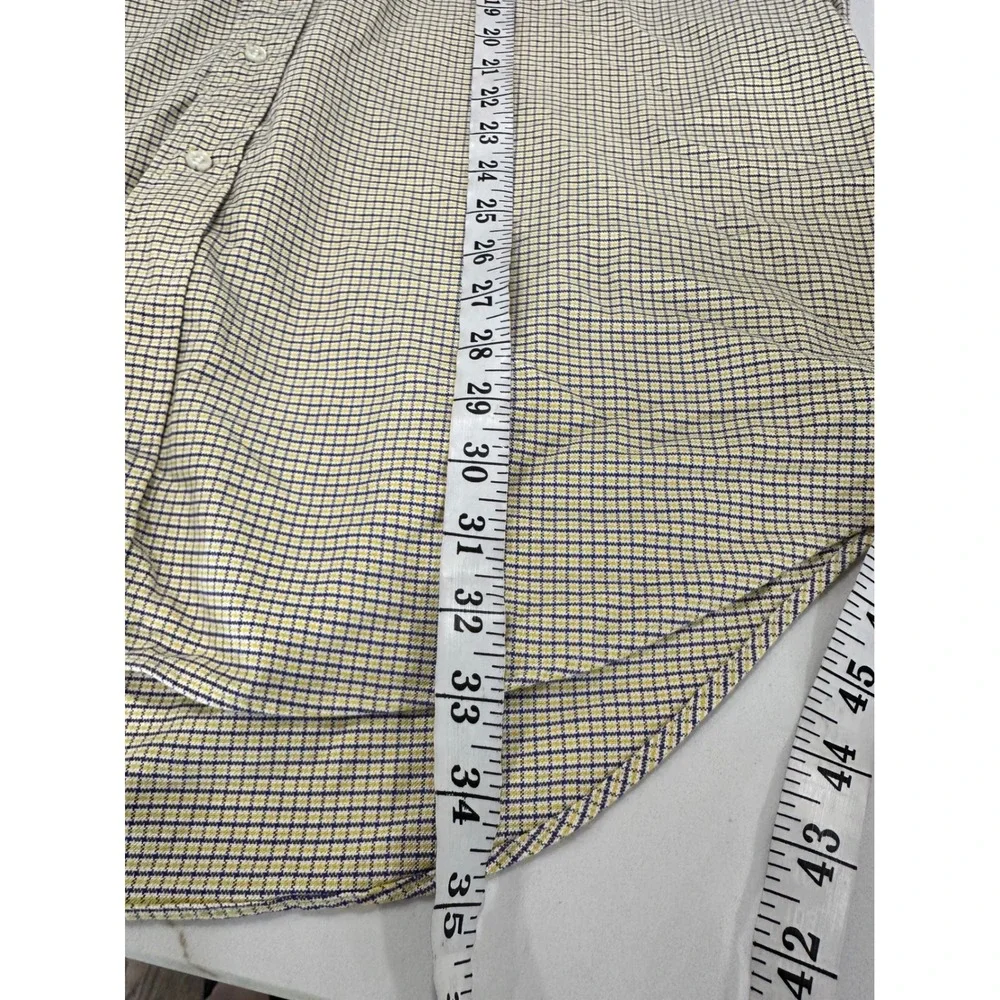 Ralph Lauren Blake Shirt Mens Large Yellow Blue Check Short‎ Sleeve Button Down